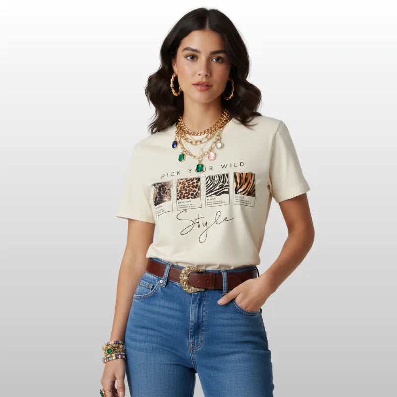 Camiseta Animal Print Piel de Durazno