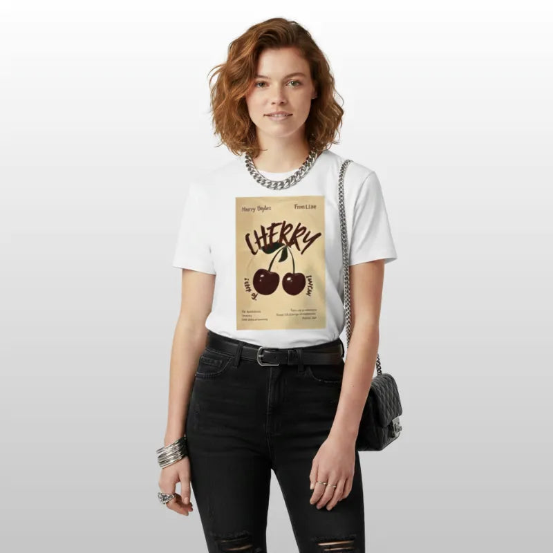 Camiseta Blanca Cherry Pop Vintage