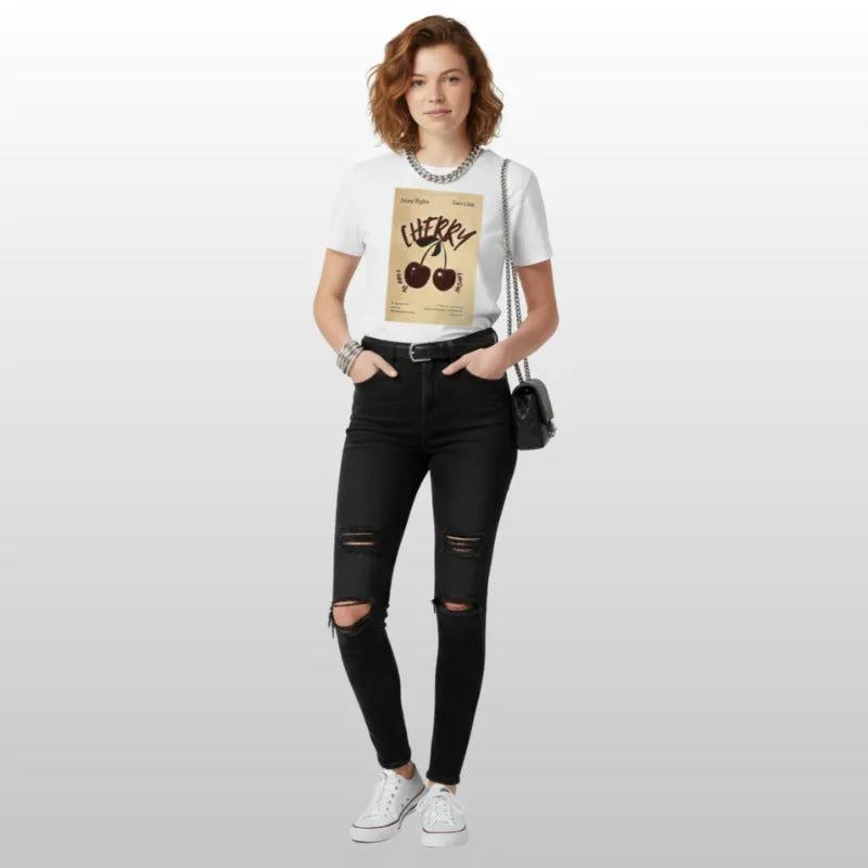 Camiseta Blanca Cherry Pop Vintage
