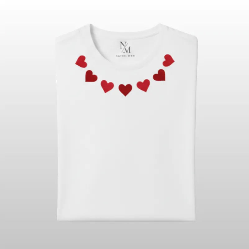 Camiseta Blanca Corazones Rojo Passion