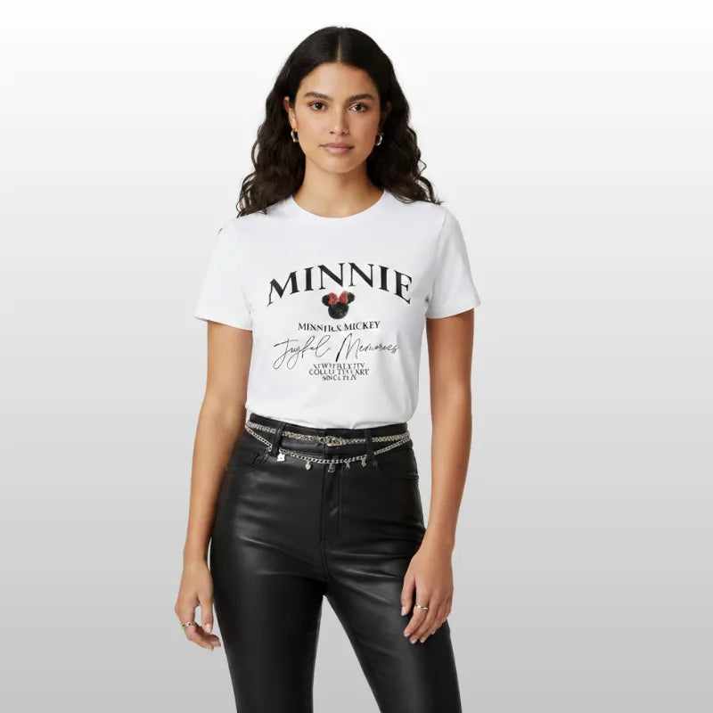 Camiseta Basica Femenina Minnie Perlas