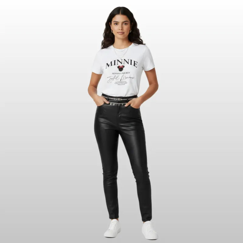 Camiseta Basica Femenina Minnie Perlas